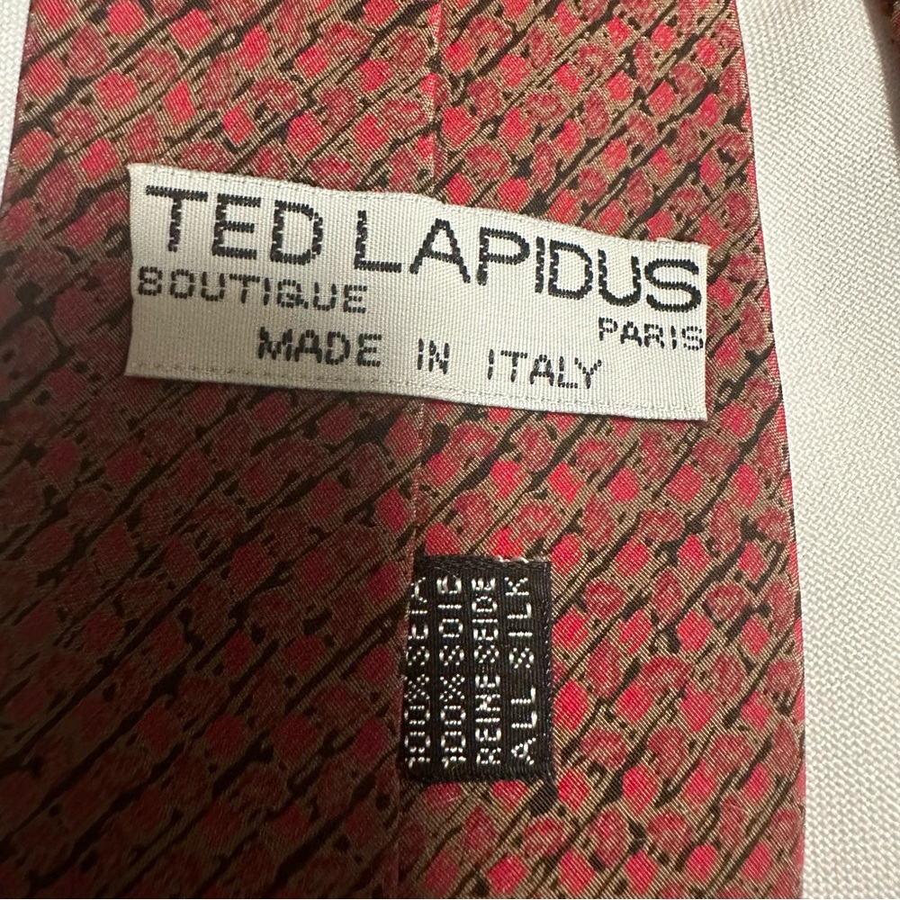 Ted Lapidus Classic Burgundy Tie made in Italy 100% silk